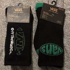 Vans Off The Wall Black and Green Casual Socks